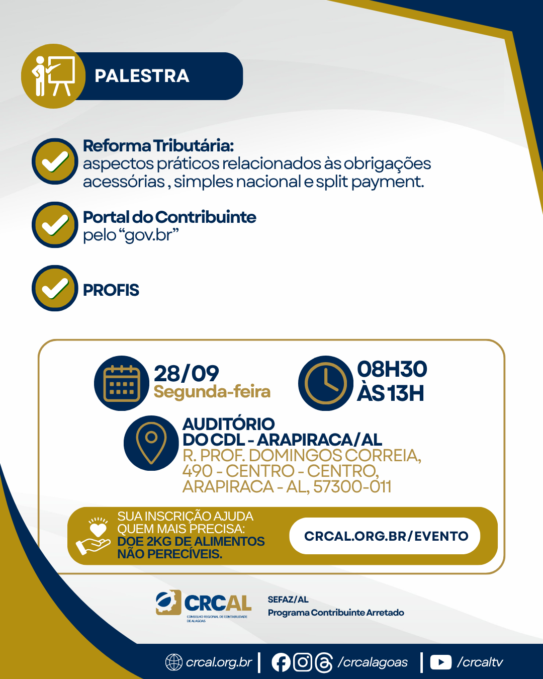 Palestra Contribuinte Arretado Arapiraca/AL